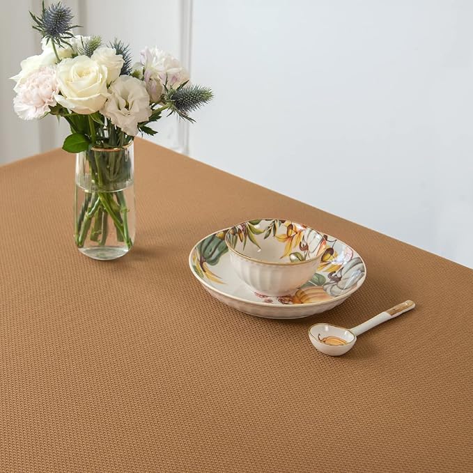 maxmill Fall Tablecloth Waterproof Spillproof Wrinkle Resistant Soft Textured Table Cloth for Harvest Thanksgiving Dinner and Party Indoor and Outdoor Use,Rectangle 52 x 70 Inch, Amber Bronze