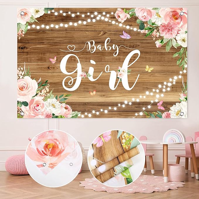 Rose Gold Retro Blush Pink Balloon Arch Garland Kit with Baby Balloon Boxes and Letters, Girl Birthday Backdrop for Butterfly Shower Decor