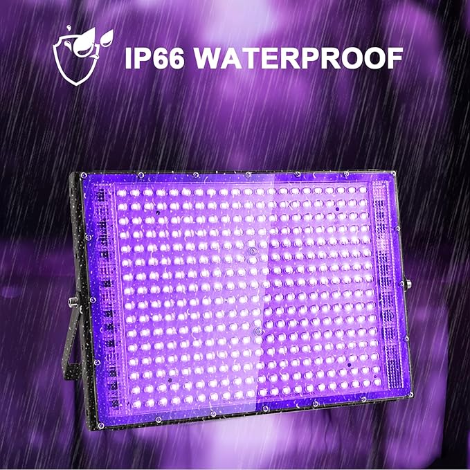 300W Black Lights, Blacklight Flood Light with Plug and Switch,for Glow Party, Black Light Party, Halloween, Body Paint, Neon Glow, Fluorescent Poster, Stage Lighting