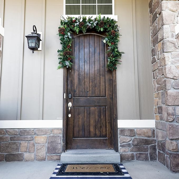 VILLAGE LIGHTING COMPANY [Front Door Garland Hanger] - Adjustable to Different Door Widths | Heavy-Duty Cast Iron | Decorative Christmas Decor | No Nails, Screws, or Damage