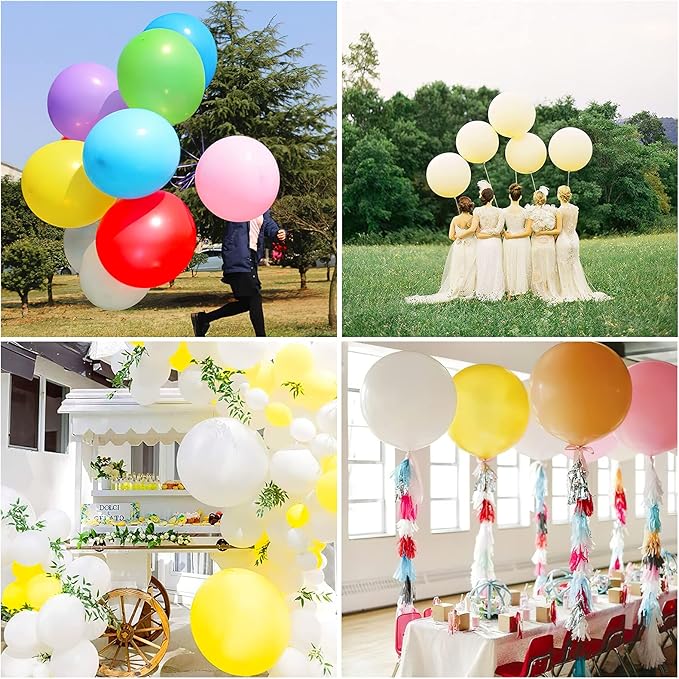 PartyWoo Yellow Balloons 4 pcs 36 Inch Large Big Jumbo Giant Matte Yellow Latex Helium Balloons for Easter Bee Baby Shower Gender Reveal Sunflower Graduation Birthday Party Decorations Yellow-Y55
