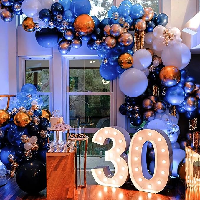 PartyWoo Metallic Blue Balloons 100pcs Different Sizes of 18 12 10 5 Inch Chrome Blue Latex Balloons for Graduation Wedding Baby Shower Wedding Bachelorette Birthday Party Decorations Blue-G106