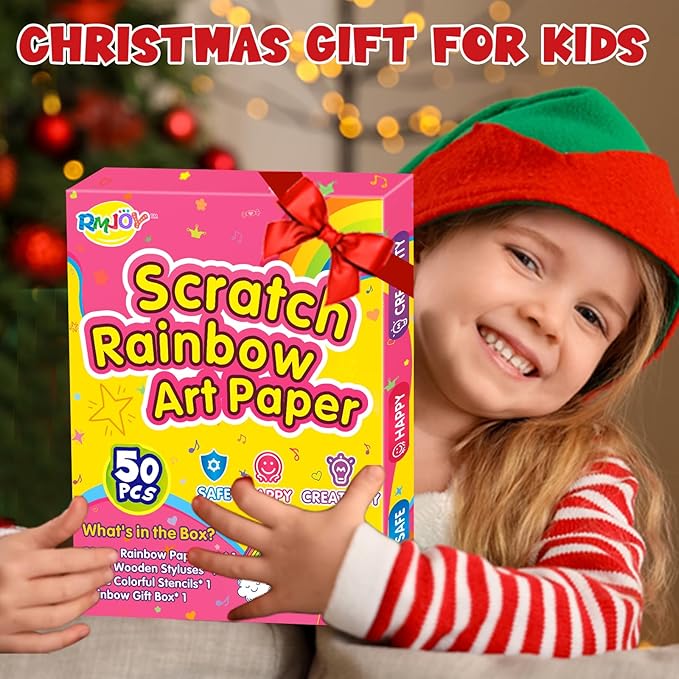 Rainbow Scratch Paper Art for Kids: 60PCS Magic Arts Crafts Gifts Toys for Girls Boys Ages 4 5 6 7 8 9 Games Activities for Birthday Family Fathers Day Christmas Stocking Stuffers Easter(Girls)