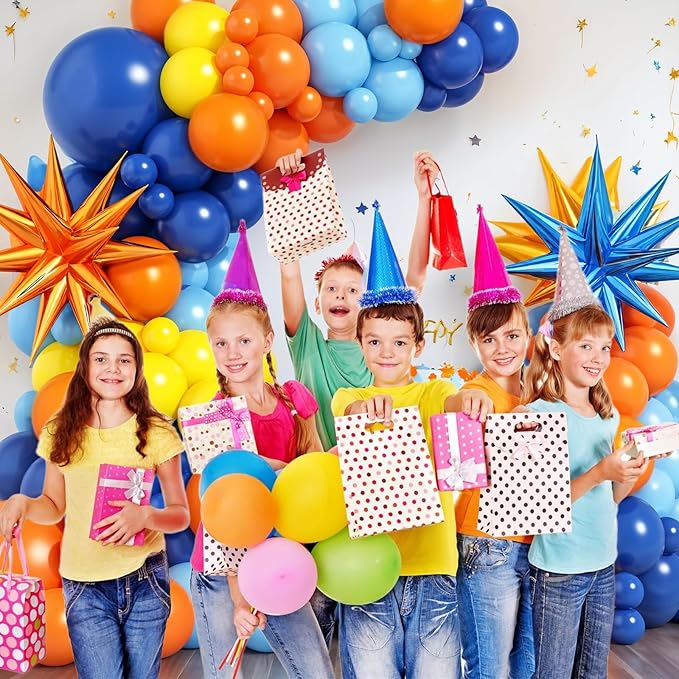 Blue and Orange Yellow Balloon Arch Kit with Star Foil Balloons, Orange Blue and Yellow Balloons Garland Kit for Kids Birthday Baby Shower Graduation Engagement Party Decorations Supplies