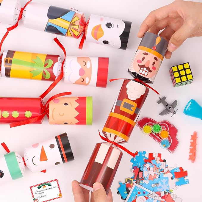 10 Pack Christmas Party Table Favors for Kids Adults, Xmas Party Favors Holiday Dinner Table Gifts with Hats Jokes Surprise Toys, Christmas Party Supplies Table Decorations for Family Office Classroom