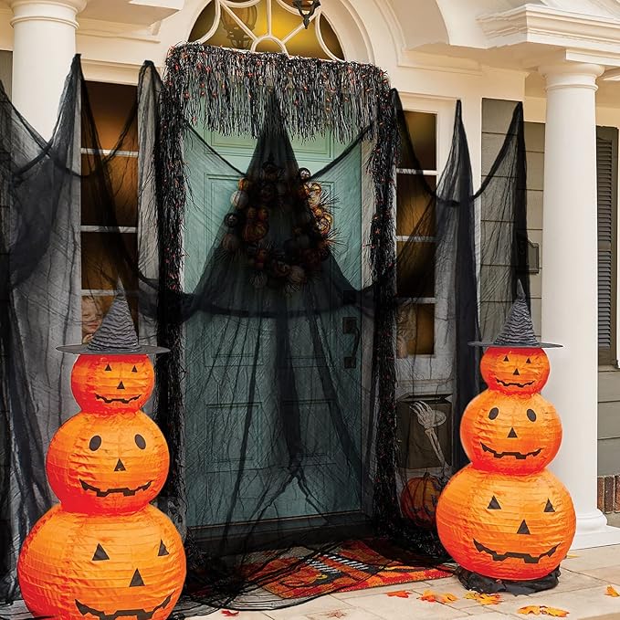 ZeeDix Halloween Black Creepy Cloth 85 x 315in Giant Home Deco Spooky Scary Gauze Cloth for Halloween Party Supplies Haunted Houses Outdoor Yard Wall Doorways Decoration