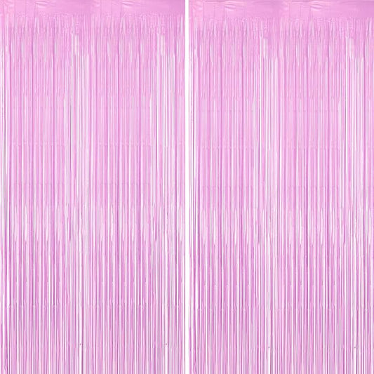 2 Pack Pastel Purple Foil Fringe Backdrop Curtains, Tinsel Streamers Birthday Party Decorations for Girl, Fringe Backdrop for Graduation, Baby Shower, Gender Reveal, Halloween Party