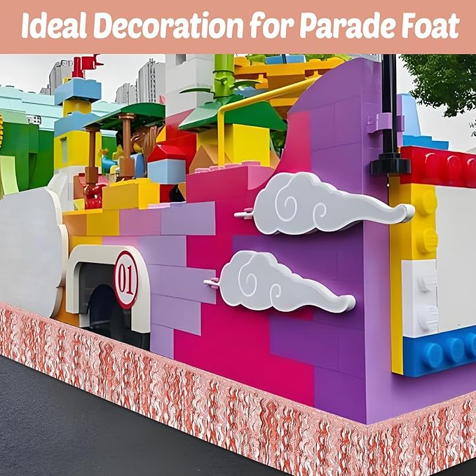 6 Pack 10 Feet Rose Gold Wave Foil Fringe Garland Metallic Tinsel Streamers Banner Wall Hanging Curtain Backdrop for Parade Floats, Mother's Day, Easter, Bachelorette, Wedding Party Decoration