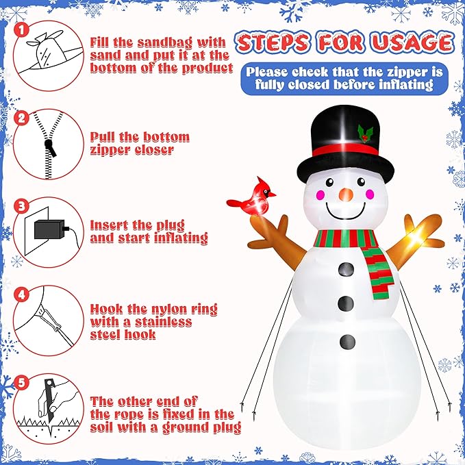 15FT Christmas Inflatable Snowman, Super Large Blow Up Snowman Inflatables Decor, Lighted Christmas Outdoor Inflatable Decorations, Xmas Inflatables Snowman for Lawn Yard Garden Holiday Party