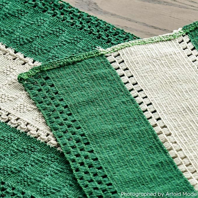 Artoid Mode Dark Green Farmhouse Rustic Table Runner, Seasonal Hollow Kitchen Dining Table Decoration for Home Party Decor 12x108 Inch