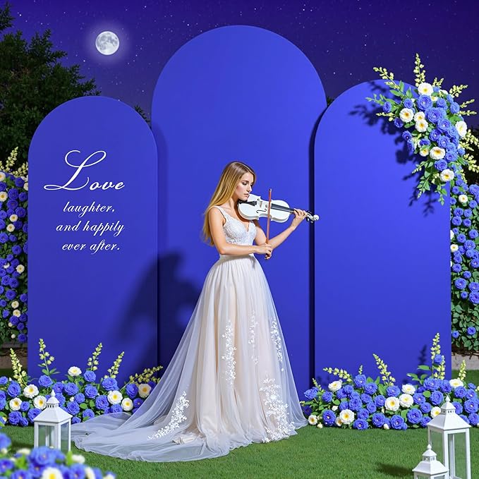 (7.2FT, 6.6FT, 6FT) Wedding Arch Cover Set of 3 Royal Blue Spandex Fitted Arch Cover for Round Top Chiara Backdrop Stand Covers for Birthday Party Banquet Photo Background Decoration