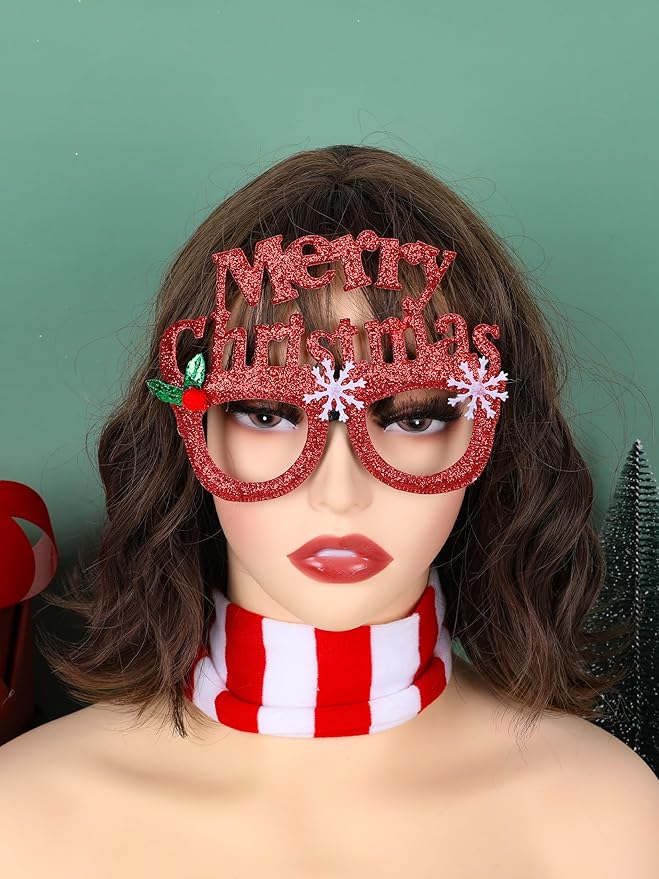 24PCS Christmas Glasses, Christmas Party Favors, Santa Glasses Frames for Xmas Decorations Accessories Supplies