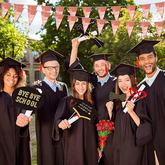 32.8FT Rose Gold Glitter Triangle Pennant Banner Flag Metallic Bunting Fabric Garland for Christmas Wedding Birthday Anniversary Bridal Shower Engagement Graduation Party Decorations Decor