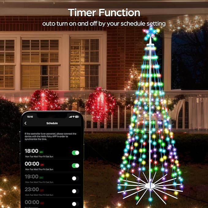 6 FT Outdoor Christmas Tree,Smart APP Remote Control RGB Color Changing DIY Timer LED Christmas Tree for Indoor Outdoor Decorations (6FT)