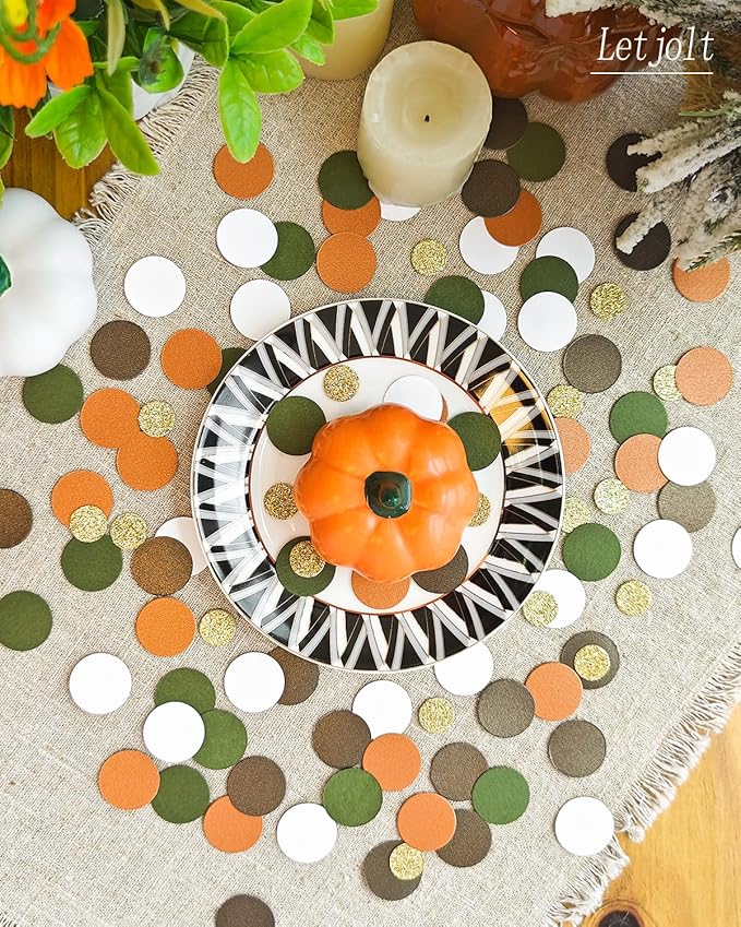Brown Confetti Glitter Table Decorations Golden Greenery Scatter Surprise Paper Craft Supplies Anniversary Birthday Party Bridal Baby Shower Party Wedding Gift Circle Dots Decor 100 Pcs