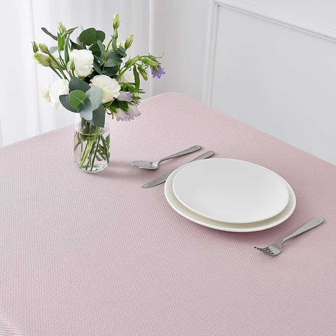 maxmill Textured Tablecloth Stain Resistant Waterproof and Wrinkle Resistant Washable Soft Table Cloth, Fabric Table Cover for Dining Room and Outdoor Use, Rectangle 60 x 120 Inch, Dusty Pink