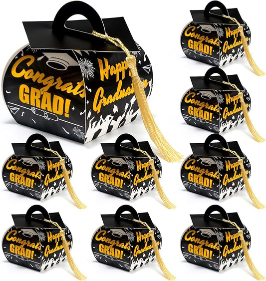 COTOPHER 36 Pcs Graduation Cap Gift Boxes with Tassel, Class of 2025 Graduation Candy Boxes Centerpieces for Tables Party Decorations, Mini Treat Chocolate Box Graduate Favors Supplies