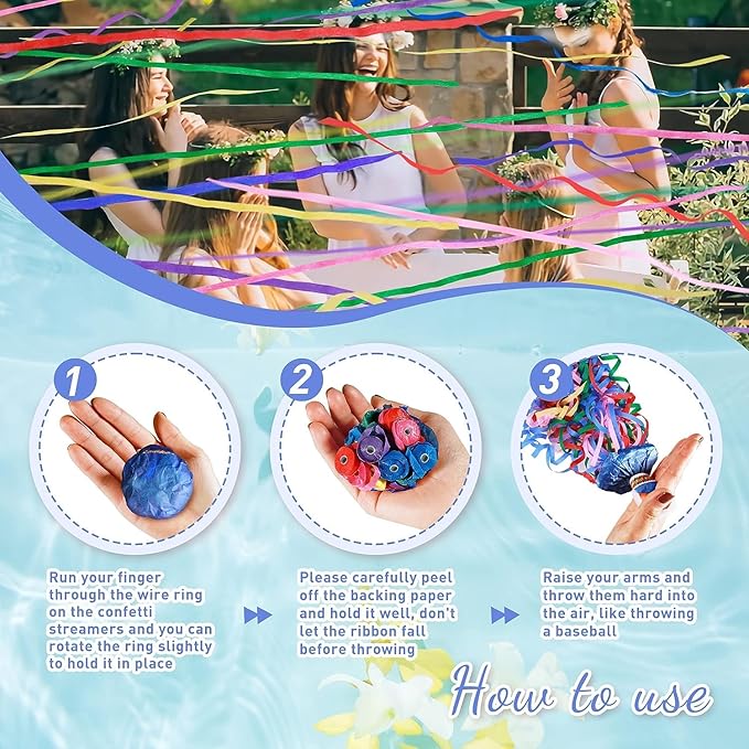 No Mess Streamers Poppers,36Pack Colorful Party Favors Confetti Shooters,Wedding,nye,School Opening,Graduation,Retirement Party (blue multicolor 36pack)