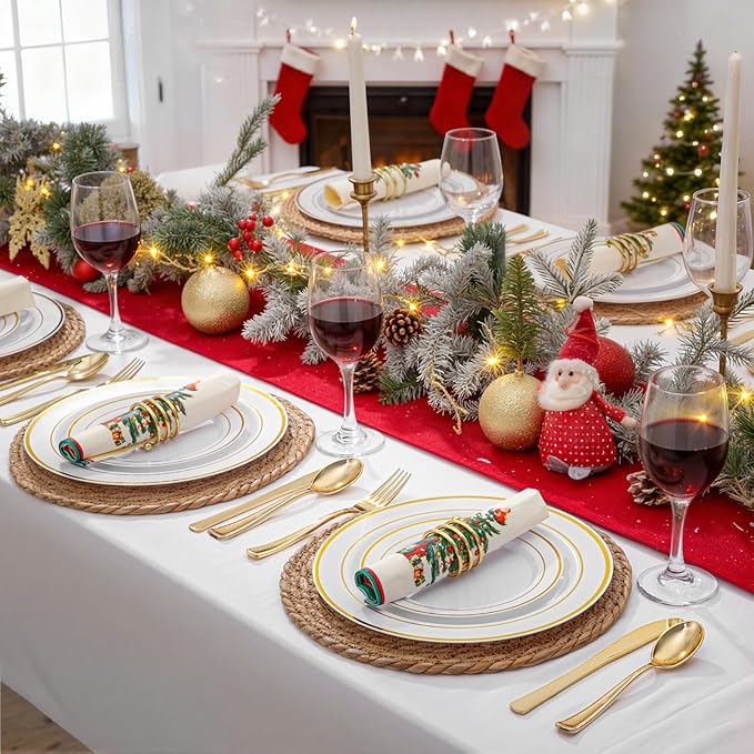 WDF 500PCS Gold Plastic Silverware Set Disposable - Gold Cutlery Set Plastic - 250Forks, 125 Spoons, 125 Knives for Thanksgiving Party, Birthday, Wedding