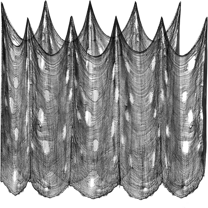 ZeeDix Halloween Black Creepy Cloth 79 x 400in Giant Spooky Cheesecloth Decoration Scary Gauze Cloth for Halloween Party Supplies Haunted Houses Outdoor Yard Home Wall Doorways Decor