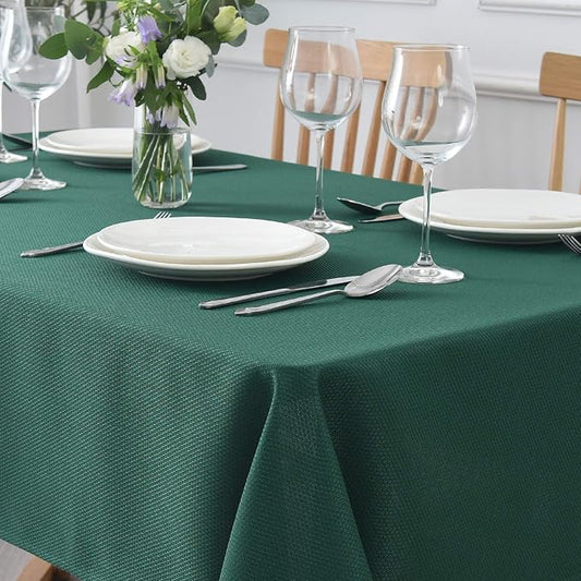 maxmill Jacquard Square Tablecloth Stain Resistant Spillproof Wrinkle Free Washable Soft Table Cloth, Fabric Table Cover for Dining Room, Indoor and Outdoor Use, 52 x 52 Inch, Hunter Green