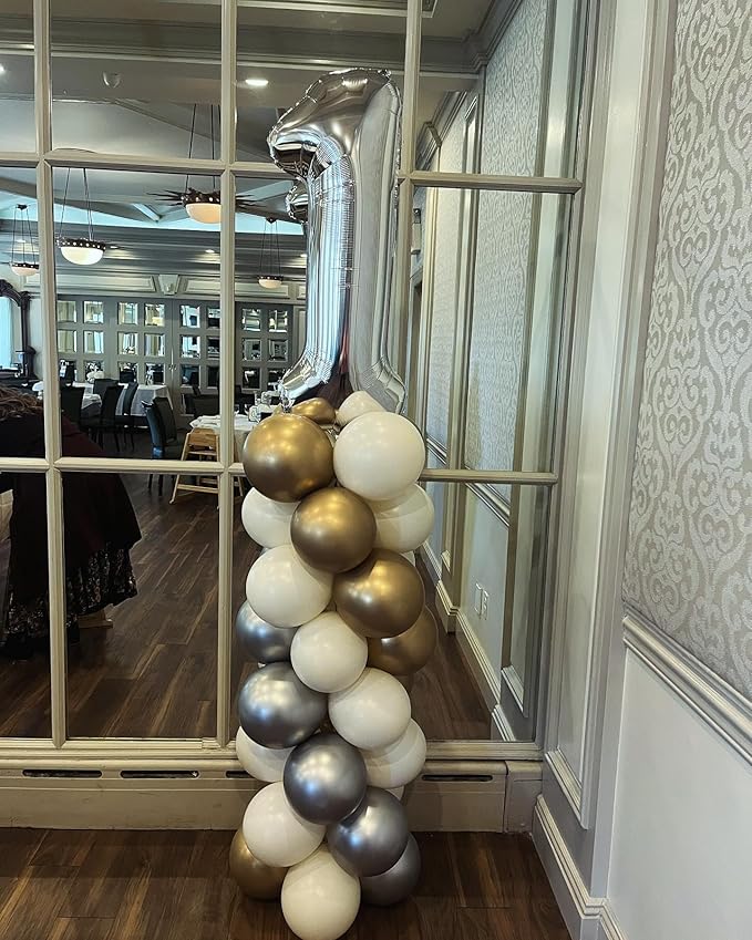 Silver Number 10 Balloon 40 Inch, 10th Birthday Party Decorations for Children, Giant 10 Foil Balloon for Party Supplies