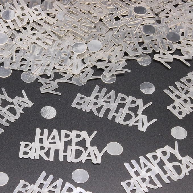 Birthday Confetti - Silver for Happy Birthday Table Decorations, 270 Pcs