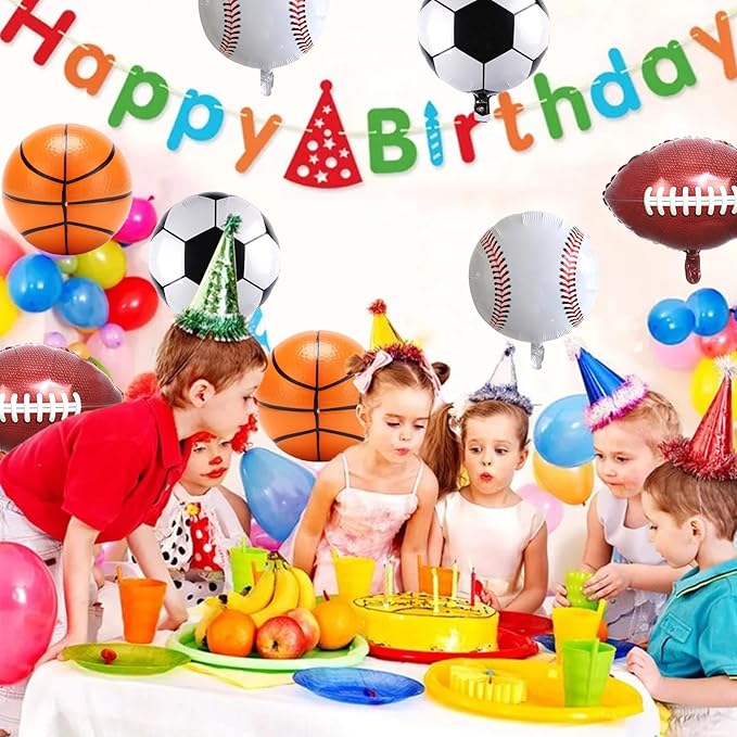 Sports Foil Balloon Set, 16PCS Baseball Soccer Balloon Basketball Football Balloons Sports Birthday Party Decorations for Boys Birthday Baby Shower Sport Themed Party