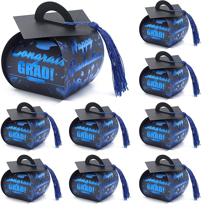 COTOPHER 36 Pcs Graduation Cap Gift Boxes with Tassel, Class of 2025 Graduation Candy Boxes Centerpieces for Tables Party Decorations, Mini Treat Chocolate Box Graduate Favors Supplies