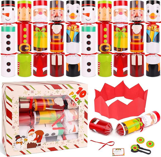10 Pack Christmas Party Table Favors for Kids Adults, Xmas Party Favors Holiday Dinner Table Gifts with Hats Jokes Surprise Toys, Christmas Party Supplies Table Decorations for Family Office Classroom