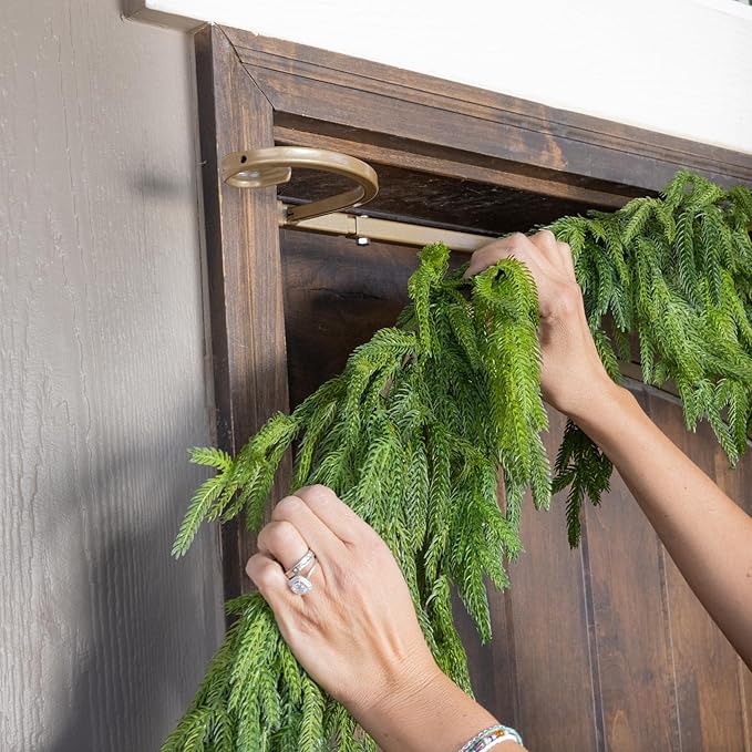 VILLAGE LIGHTING COMPANY [Front Door Garland Hanger] - Adjustable to Different Door Widths | Heavy-Duty Cast Iron | Decorative Christmas and Holiday Decor | No Nails, Screws, or Damage