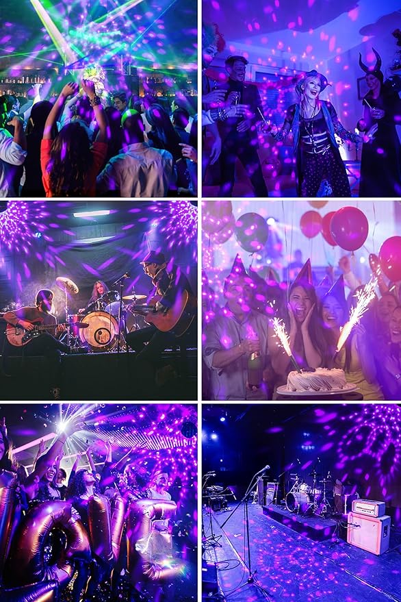 Litake UV Black Light for Glow Party, Sound Activated Party Light with Remote, LED Disco Ball Strobe Light in Dark Party Supplies, Dj Lighting for Halloween Birthday Home Dance Party Decoration 4 Pack