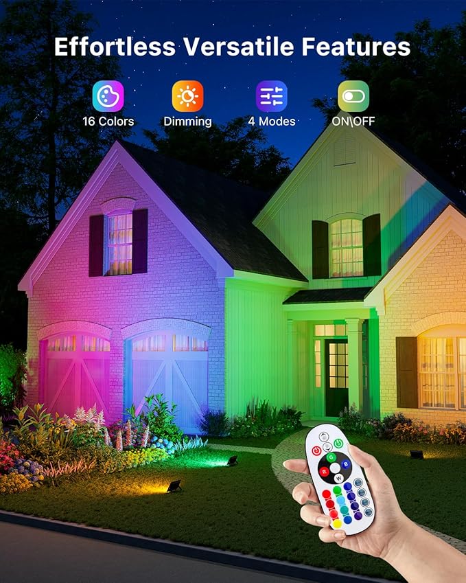 2 Pack 50W Christmas Led Flood Lights 500W Equi Color Changing with Remote Waterproof 16 Multicolor RGB Lamp Indoor or Outdoor Up Lighting for Xmas Wreath, Snowman, Nativity Scene, Decoration, Statues