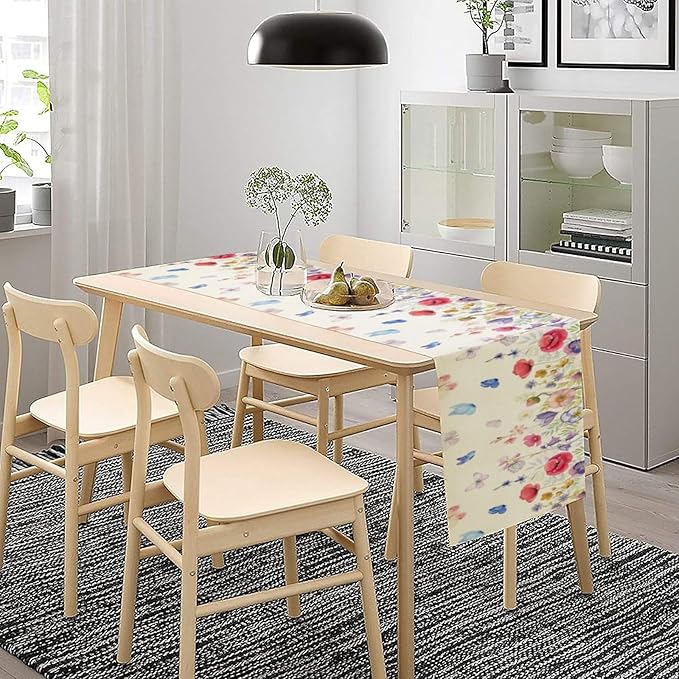 Butterfly Table Runner, Wildflowers Floral Butterfly Table Decoration Seasonal Summer Home Kitchen Dining Table Indoor Outdoor Farmhouse Decor 13x70 Inch