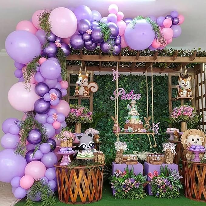 Pink and Purple Balloons, 60 Pcs 12 Inch Pastel Metallic Purple Pink Confetti Balloons with Magenta Balloon for Girls Women Birthday Baby Shower Bridal Shower Wedding Princess Party Decorations