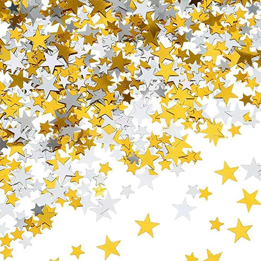 60g Star Confetti Glitter Star Table Confetti, Metallic Foil Star Glitter, Table Decorations for Party Wedding birthday graduation Decorations(Glitter Gold and Silver Set, 10mm and 6mm)