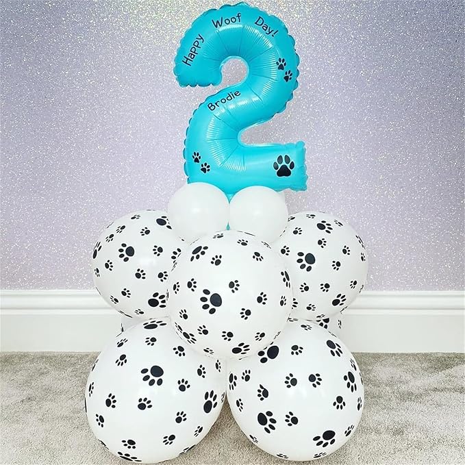 Dog Paw Print Balloons, Cute Puppy Pet Theme Birthday Latex Balloons for Boys Girls, Black White Dog Party Decorations Supplies for Kids Children Dogs Lover Farm Animal Theme Baby Shower Party Decor