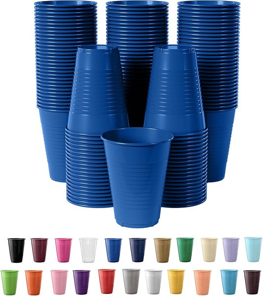 Exquisite Party Solids 12 Oz Blue Plastic Cups For Party Supplies 50 Pack | Blue Disposable Cups Plastic | Disposable Drinkware For Parties, Events & Everyday