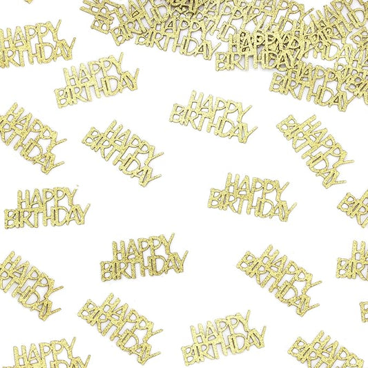 Gold Happy Birthday Confetti for Tables Glitter Birthday Party Table Scatters for Adult/Kids Birthday Anniversary DIY Crafts Party Supplies 100PC