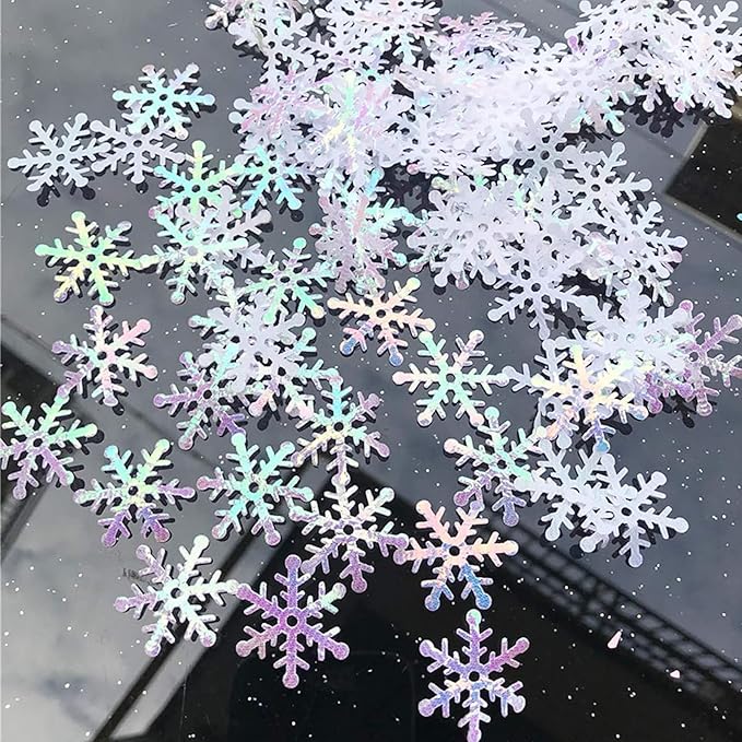 OuMuaMua 1200Pcs Snowflakes Confetti Decorations for Christmas, White Winter Confetti Snow Party Pack for Wedding Birthday Holiday Party Table Decorations Supplies