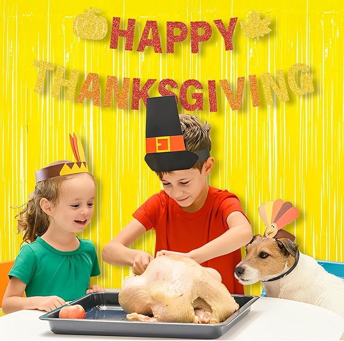 BRAVESHINE Foil Fringe Curtain Backdrop - 2 Pack Yellow Tinsel Photo Booth Backdrop Party Streamers for Easter, Birthdays, Christmas, Lemon, Pineapples, Kids' Party Decorations