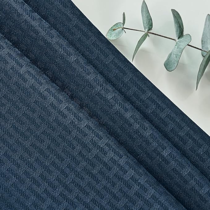 maxmill Round Weaved Texture Design Tablecloth Spill-Proof Wrinkle Free Soft Washable Table Cloth for Circular Table Cover, for Dining Room Buffet Banquet Parties Holiday Dinner, 90 Inch Navy Blue