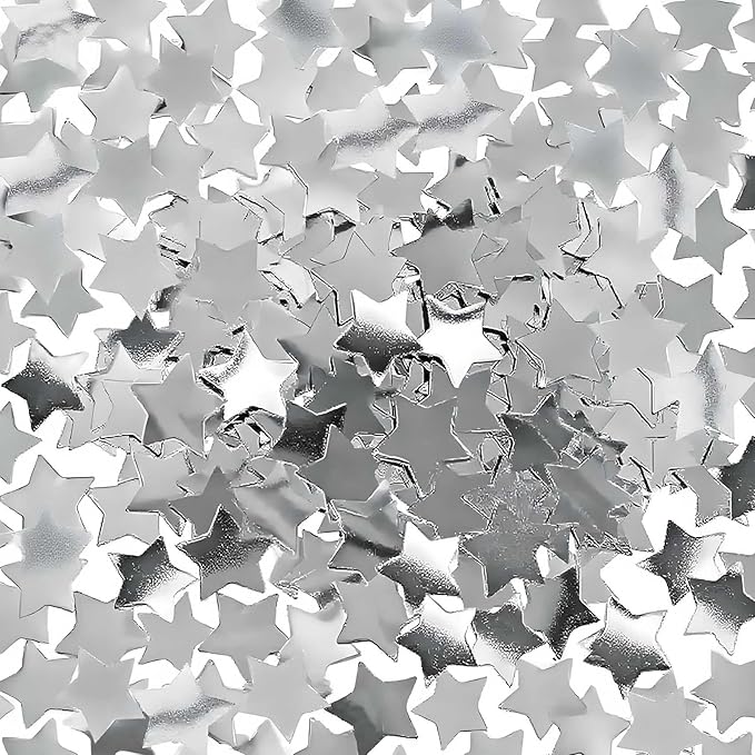 Silver Metallic Foil Star Confetti 0.78inch/2cm 8000PCS Table Confetti for Party Birthday Decoration or Filled Balloons