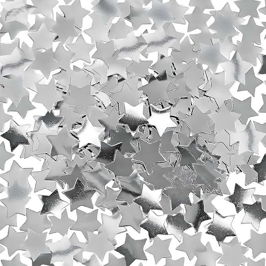 Silver Metallic Foil Star Confetti 0.78inch/2cm 8000PCS Table Confetti for Party Birthday Decoration or Filled Balloons