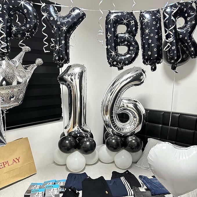 Silver Number 6 Balloon 40 Inch, 6th Birthday Party Decorations for Children, Giant 6 Foil Balloon for Party Supplies