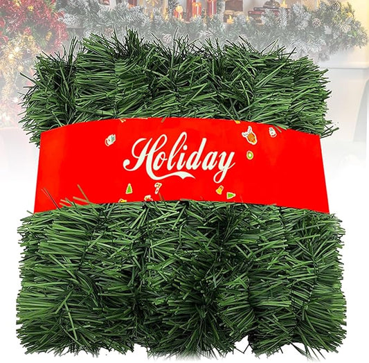 50 Ft Christmas Garland Decoration: Artificial Garland Non-Lit Soft Greenery Holiday Decor Outdoor or Indoor - Used Christmas Wedding Party
