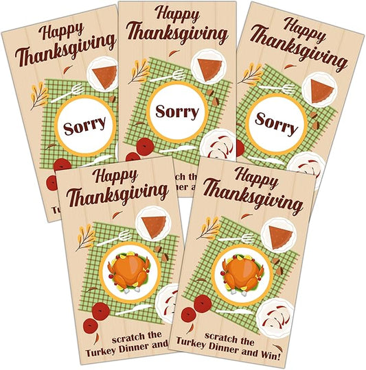 Thanksgiving Scratch Off Cards, Turkey Games For Family Party, Friendsgiving Party Favors For Adults, Thanksgiving Supplies Decorations, Pack Of 50, 04
