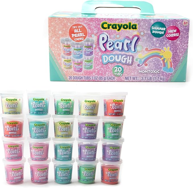 Crayola 20pk Pearl Dough 20pk x 3oz – Ideal Halloween Party Favors & Fidget Toys, Sparkling Colors for Creative Play, Safe Non-Toxic Crafting, Great Party Favors & Classroom Fun