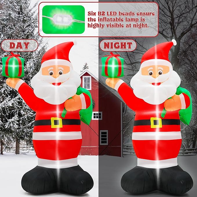 14 FT Christmas Santa Inflatables Decor, Giant Inflatable Santa with Bag, Blow Up Christmas Santa Claus with 6pcs LED, Inflatable Santa Claus Outdoor Decorations for Holiday Lawn Yard Archway