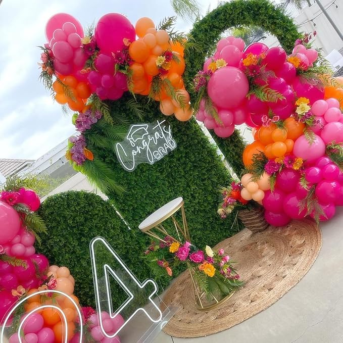 Pink and Orange Balloons, 60 Pcs Hot Pink Orange Balloons, 12 Inch Latex Balloon for Birthday Bridal Shower Wedding Engagement Thanksgiving Summer Party Decoration Supplies